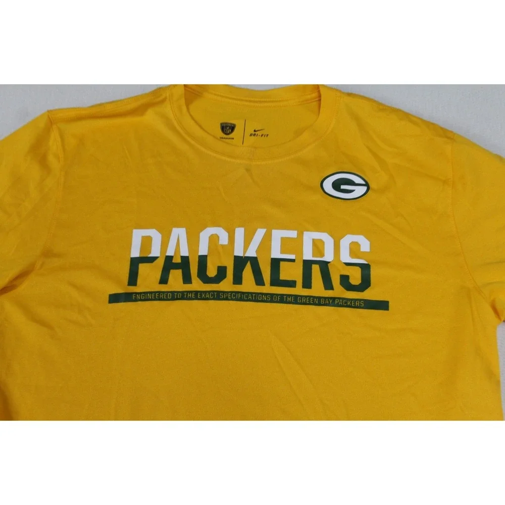 The Nike Yellow Men Shirt Packers Spell Out Dri Fit Training Equipment Large